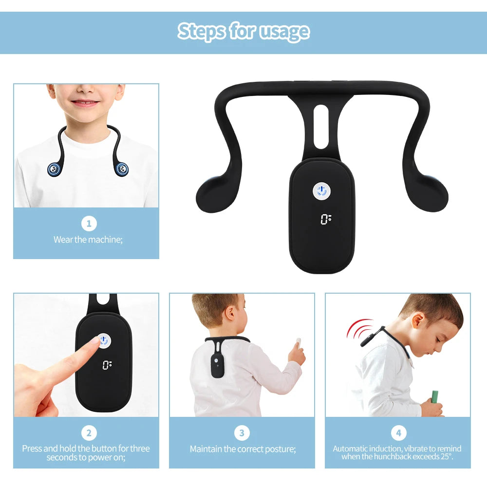 Smart Posture Corrector for Adult Kid Realtime Monitoring Anti-Humpback Neck Back Hump Posture Training Correction Device Health