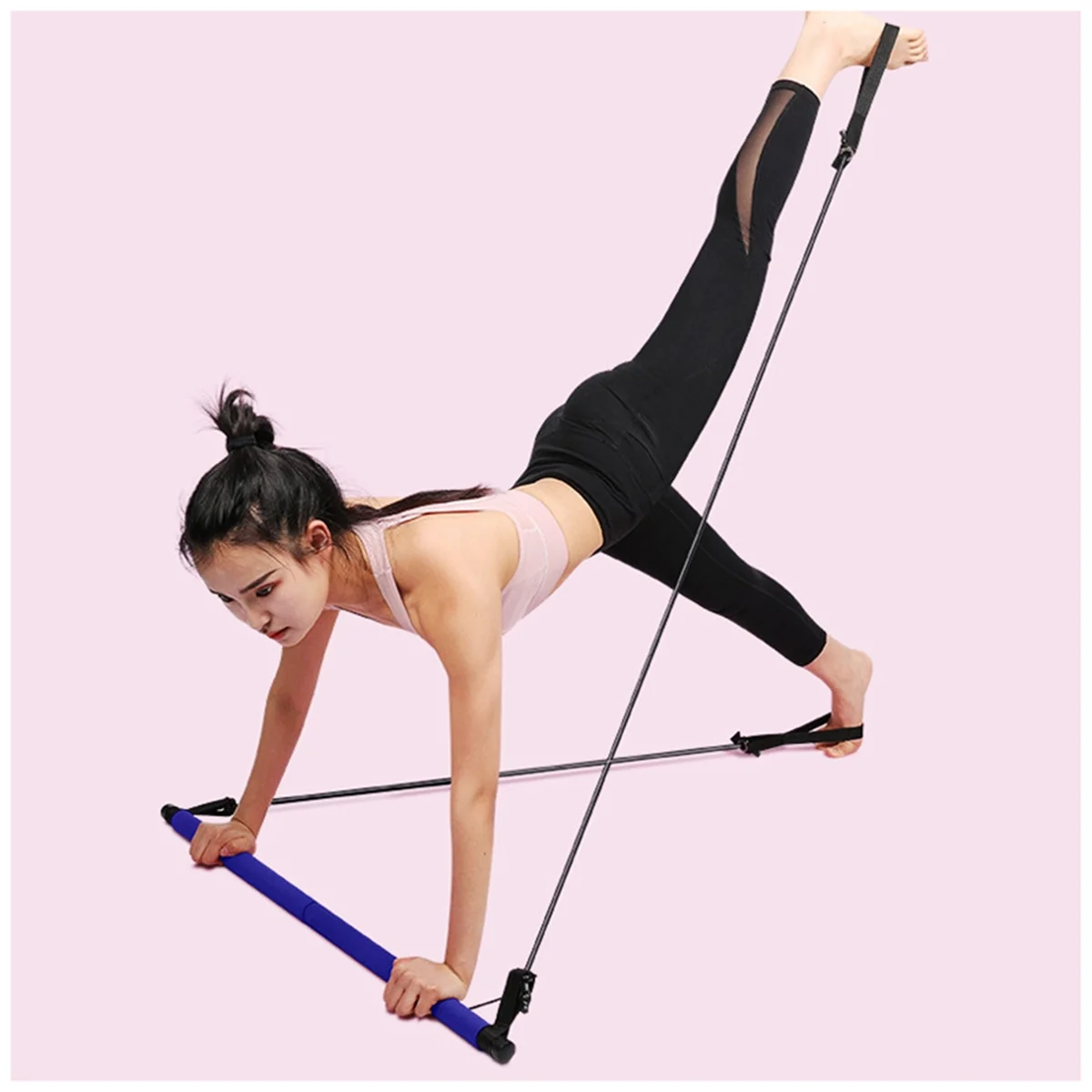 A95G Multifunctional Pilates Stick Yoga Equipment Fitness Elastic Resistance Band Household Stretch Elastic Rope Belt