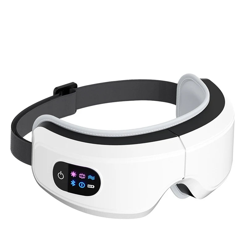 Smart Eye Massager with Heat and Vibration 6 Modes with Bluetooth Music Heat Compression Foldable Eye Massage for Migraines