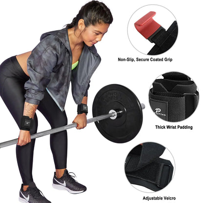 2Pcs Lifting Hook: Lifting Hook Wrist Strap Hand Grip Support Hard Pull Lifting Fitness Gloves for Men and Women
