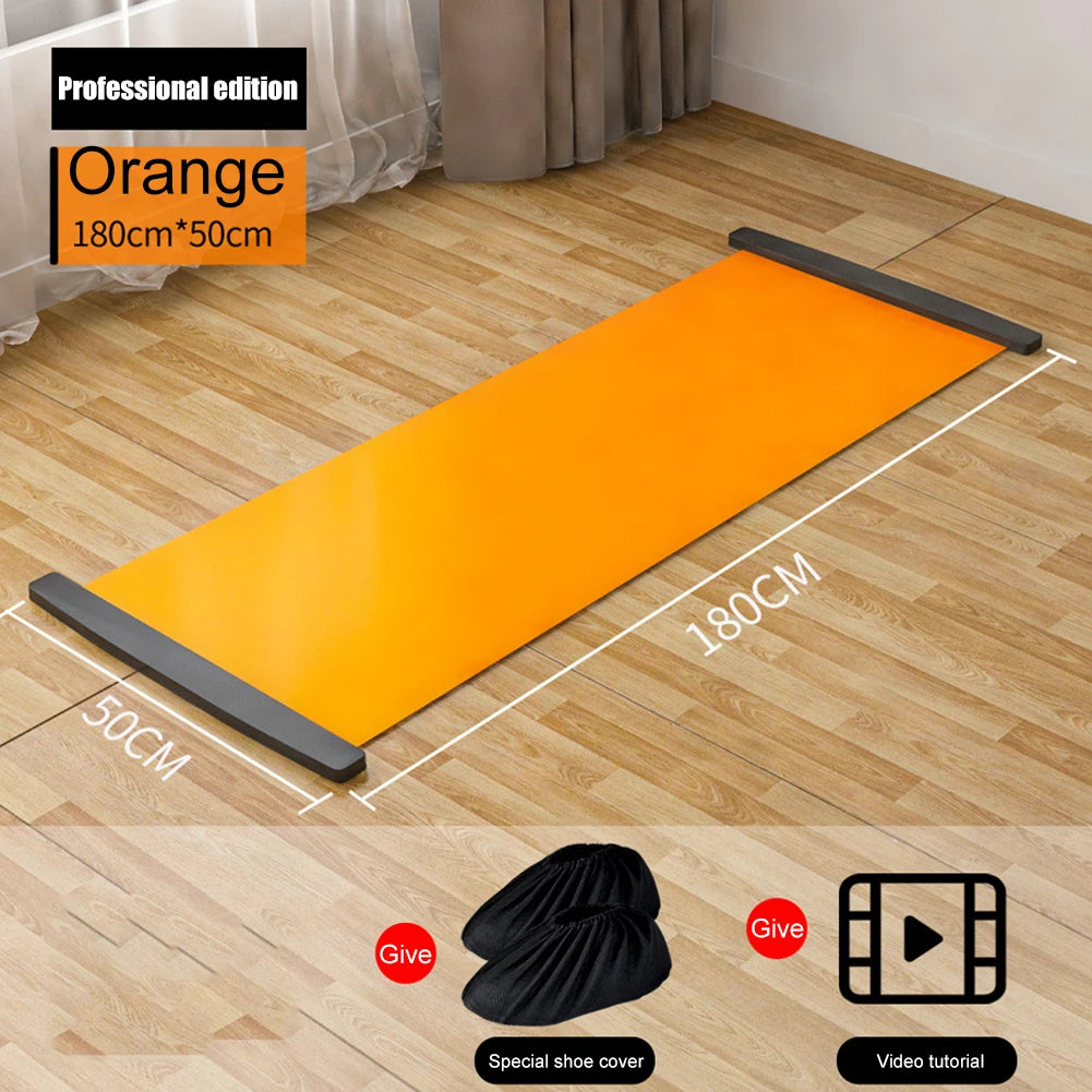 140/180/200Cm Professional Balance Sliding Yoga Mat Leg Core Training Workout Board for Ice Hockey Roller Skating Leg Exercise