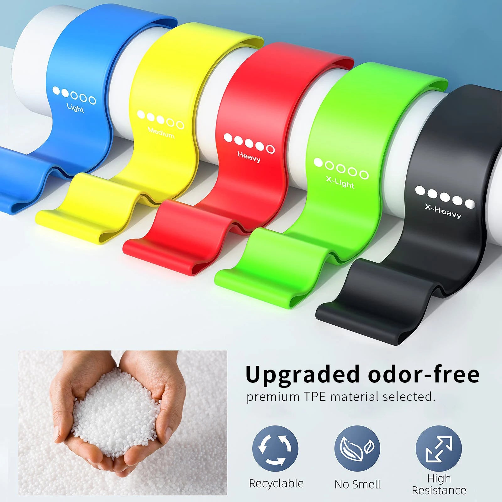 Resistance Bands Set for Home Gym Workout | Sports & Fitness Elastic Bands for Exercise, Pilates, Bodybuilding, Yoga Training Eq