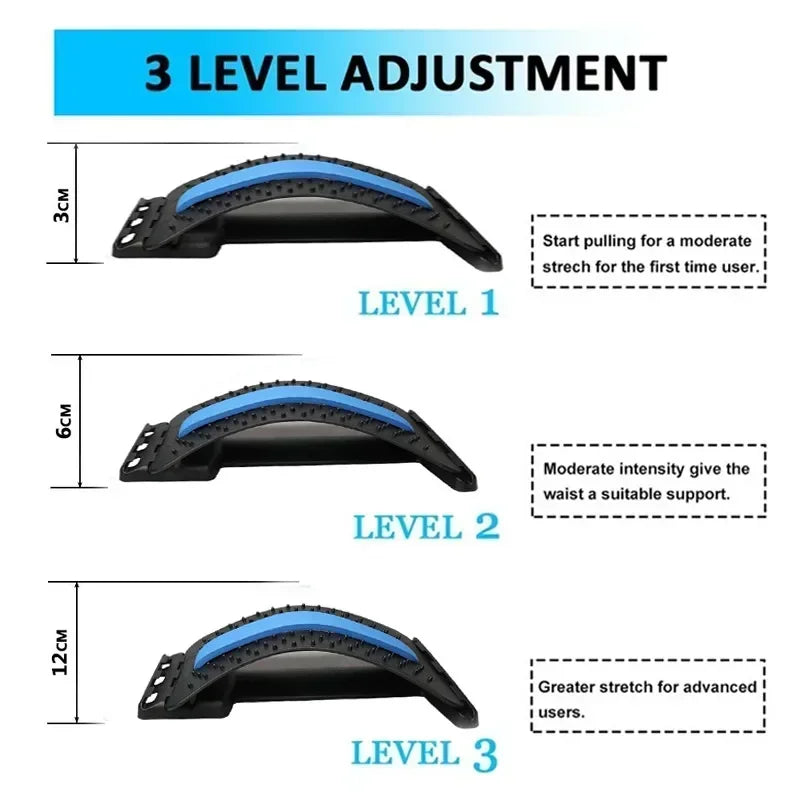 Back Stretcher Massager Multi-Level Adjustable Massager Waist Neck Fitness Lumbar Cervical Spine Support Pain Relief Fitness