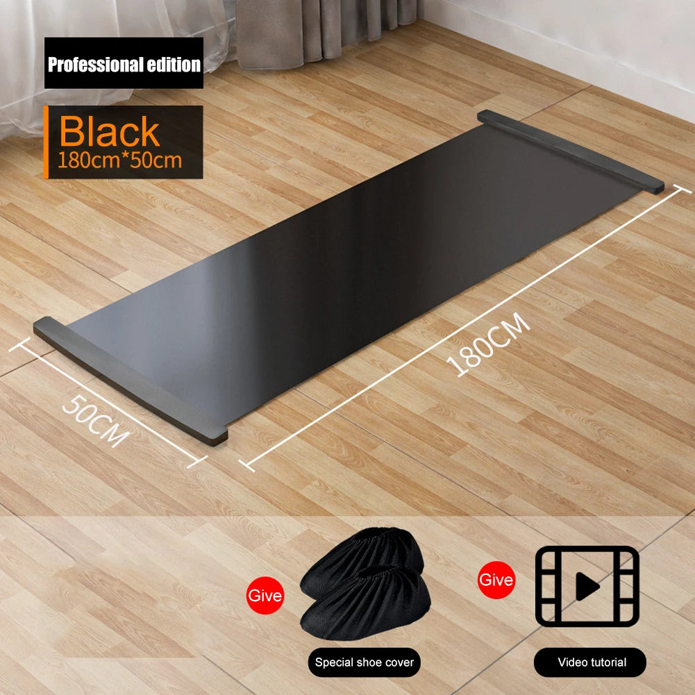 140/180/200Cm Professional Balance Sliding Yoga Mat Leg Core Training Workout Board for Ice Hockey Roller Skating Leg Exercise