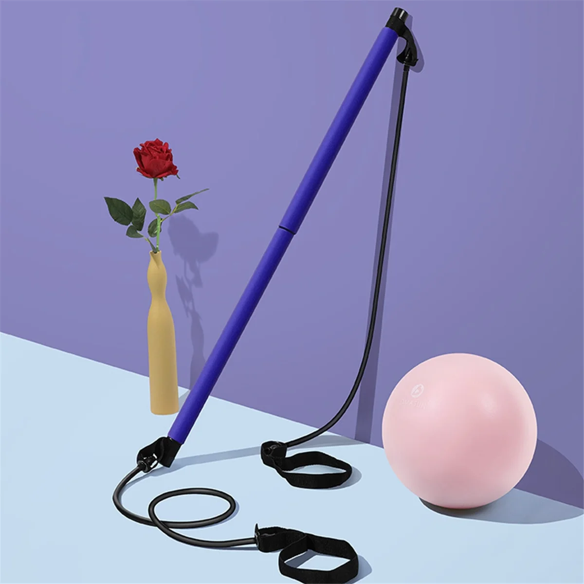 A95G Multifunctional Pilates Stick Yoga Equipment Fitness Elastic Resistance Band Household Stretch Elastic Rope Belt