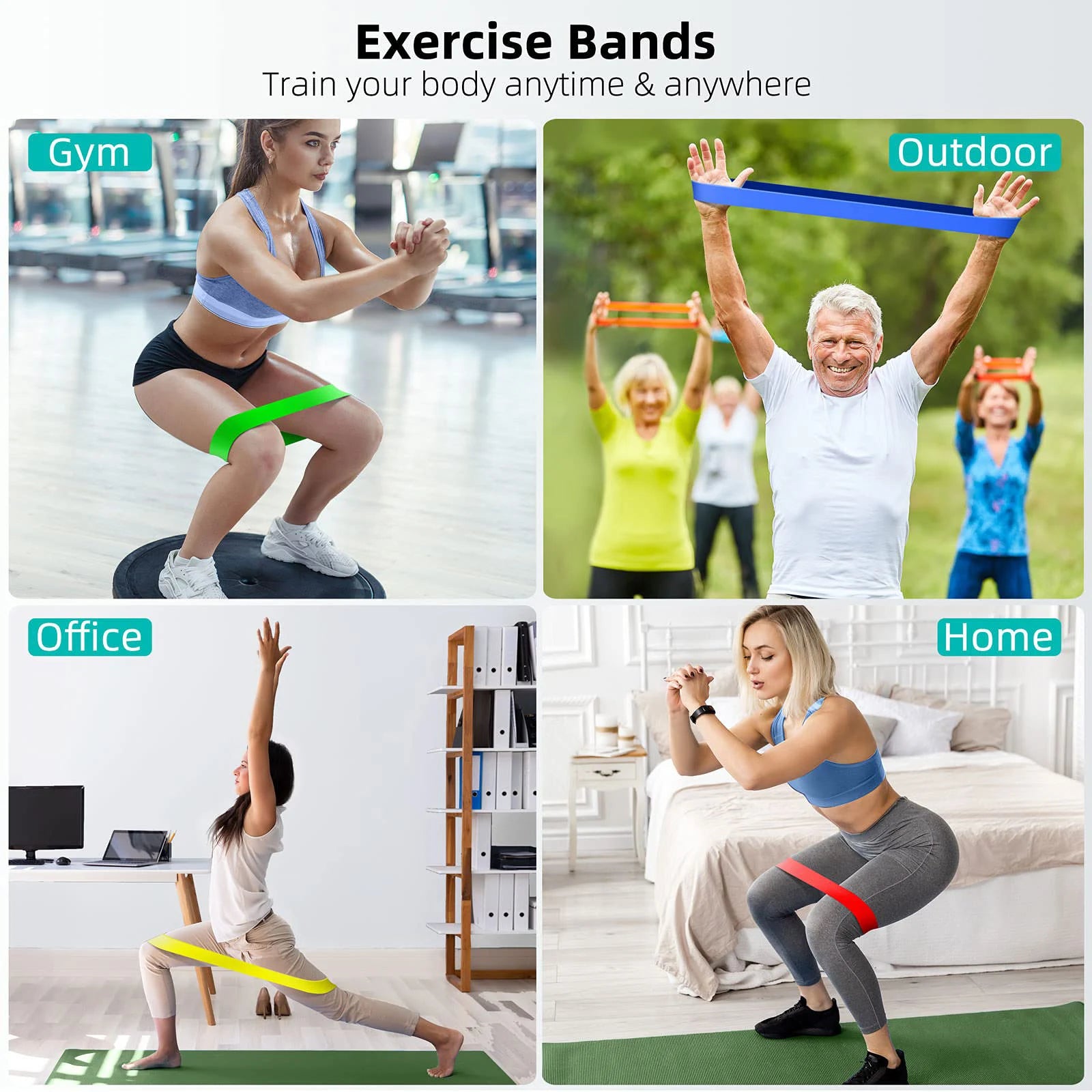 Resistance Bands Set for Home Gym Workout | Sports & Fitness Elastic Bands for Exercise, Pilates, Bodybuilding, Yoga Training Eq